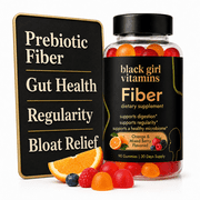 Black Girl Vitamins - Fiber Gummies - Prebiotic for Gut Health & Bloat Relief - Supports Digestion, Regularity & Microbiome Balance - Vegan, Gluten-Free, Halal (Orange & Mixed Berry, 30 Day Supply)