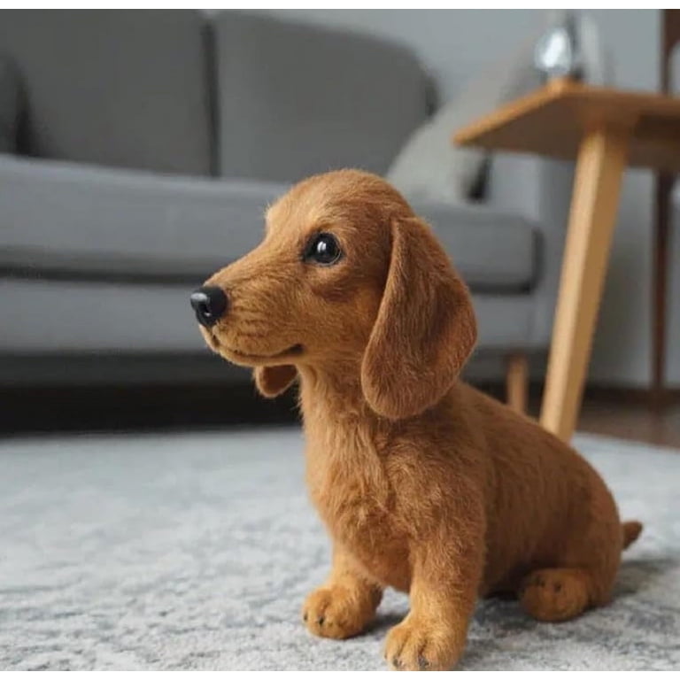 Peluche De Perro Salchicha De 17 Cm – Suave Y Realista, Ideal Para Aliviar El Estrés Y Decorar, En Negro/marrón