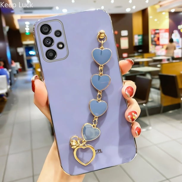 Funda chapada a la moda para Samsung Galaxy, carcasa a prueba de golpes con pulsera de corazón de amor, cadena, A13, A32, A52, A72, A23, A33, A31, A11, A51, A21S Fivean unisex