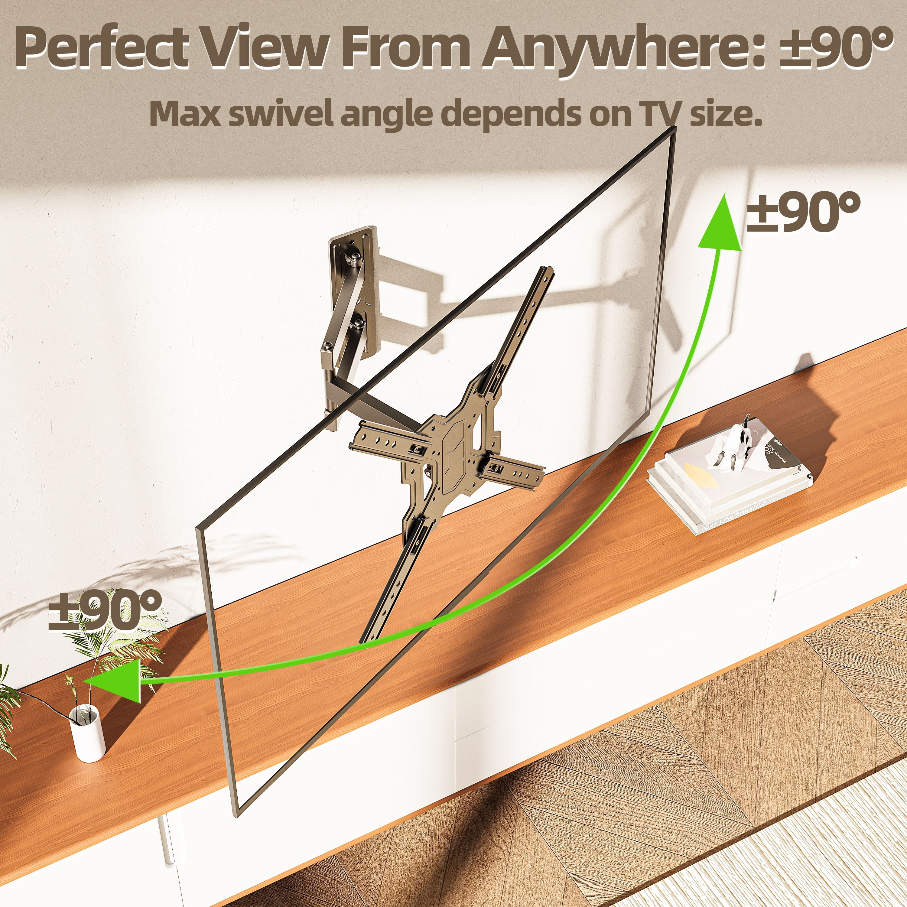 USX MOUNT Full Motion TV Wall Mount Bracket with Swivel Arm for 23 to 65 Inch TVs, Holds up to 77 lbs