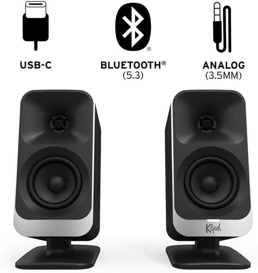 Klipsch ProMedia Lumina Powered 2.1 Computer Gaming Speaker System with Subwoofer, Bluetooth and LED Color Lighting Effects Built-in