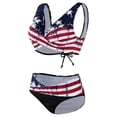 thumbnail image 4 of Puntoco Womens clearance,Women'S Two Piece Swimsuit Sexy Print High Cut Leg Bikini Set Blue, 4 of 7