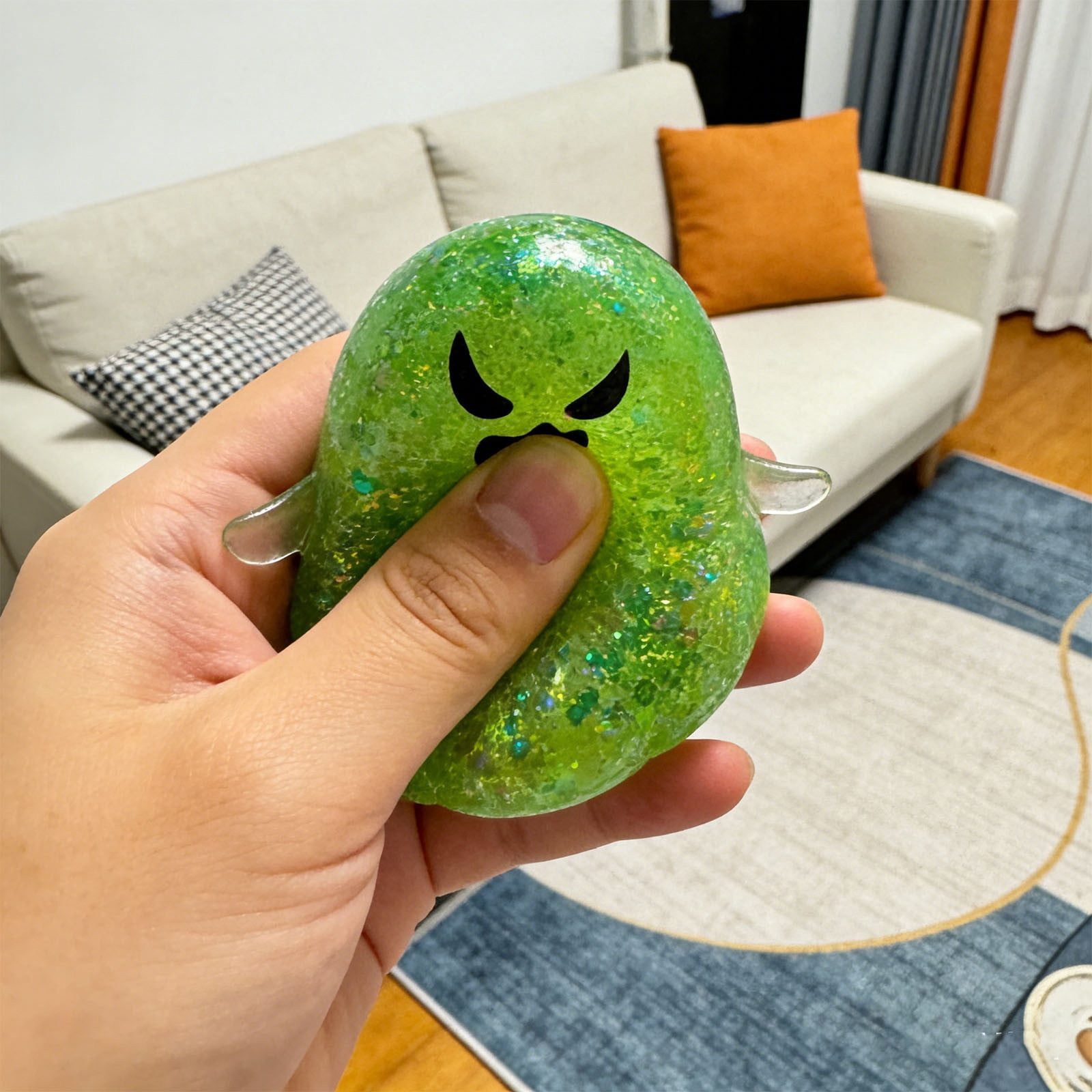 Fufafayo Ghost Sensory Ball, Stress ReliefToyFor Adults, Cute Dough Ball Stuffed Bun, Soft Decompression Dough for Anxiety, Desk Decor for Office Bedroom Living Room