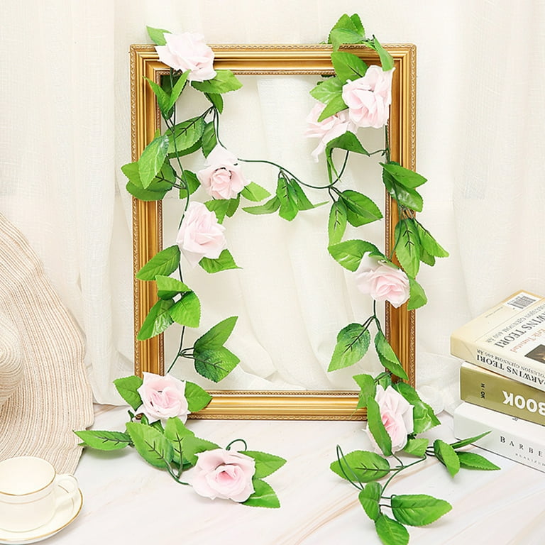 Ludlz Artificial Rose Vines Fake Silk Flowers Rose Garlands