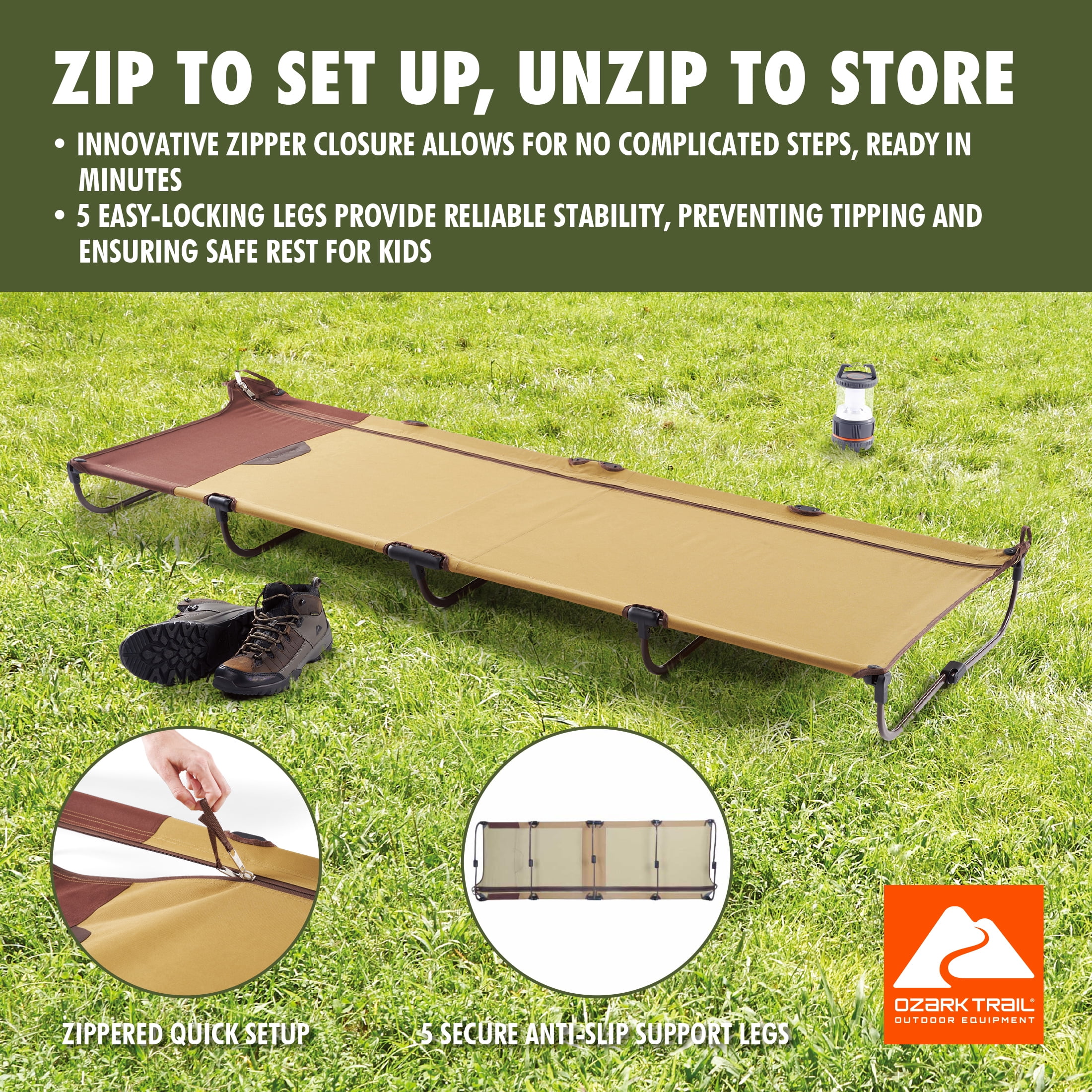 Ozark Trail Zippered Foldable Cot with Carry Bag