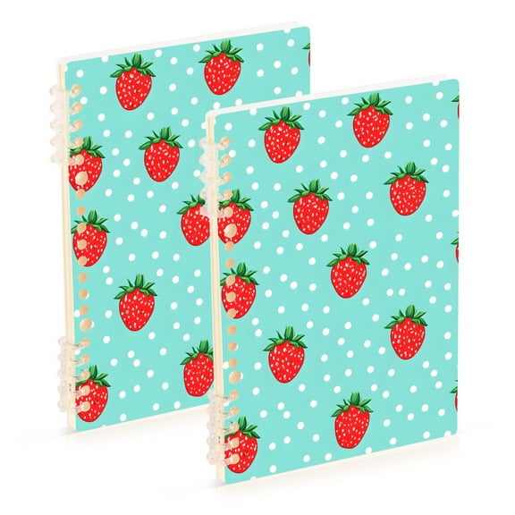 FORMRS 1-Subject Spiral Notebook 8" x 5" College Ruled 60 Refillable Sheet, 2 Pack, Strawberry Pattern