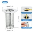 thumbnail image 2 of Uxcell 3 Pack Shower Drain Strainer, 3.1" x 2.2" Stainless Steel Deep Sink Hair Catcher, 2 of 7
