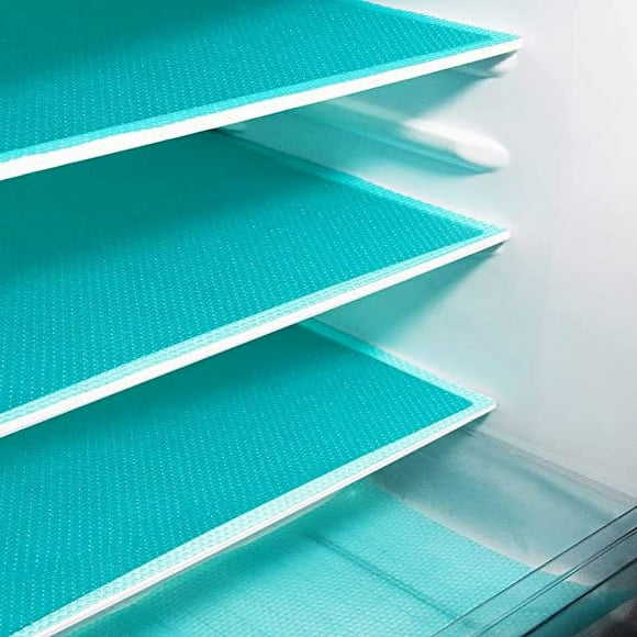 10Pcs Refrigerator Liners, Washable Fridge Liner Mats Covers Pads for Glass Shelf Cupboard Cabinet Drawer Home Kitchen Accessories Organization (Blue)
