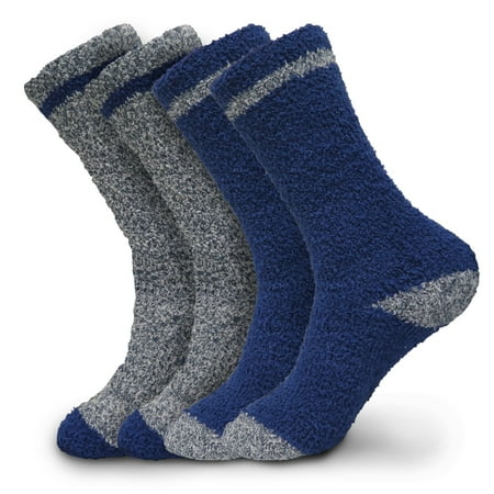 Fuzzy Alligator - 2,4,6 or 12 Pairs Beverly Hills Polo Club Men's Thick Fuzzy Slipper Socks (4 Pairs)