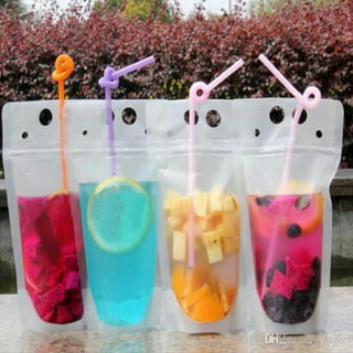 Bachelorette Party Collapsible Plastic Drink Pouches with Straws - 25 Pc.