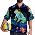 thumbnail image 4 of Starry Sky Frog Men's Hawaiian Shirt, Short Sleeve Printed Button Down Beach Casual Tops, Summer Spread Collar Men's Shirts, 4 of 6
