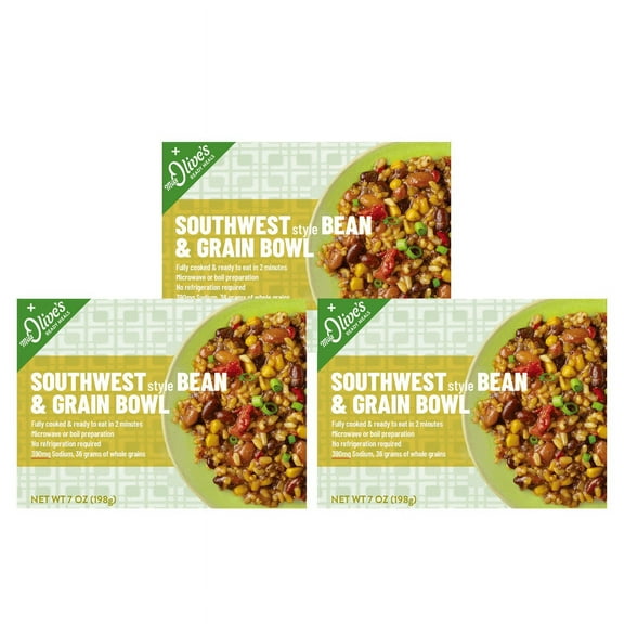 Miss Olives Southwest Style Bean & Grain Bowl, Lower Sodium, 7 oz, Pack of 3