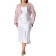 thumbnail image 2 of Agnes Orinda Women's Plus Size Cropped Cardigan Faux Fur Bolero Shrug Top Wedding Open Front Jackets 1X Pink, 2 of 6