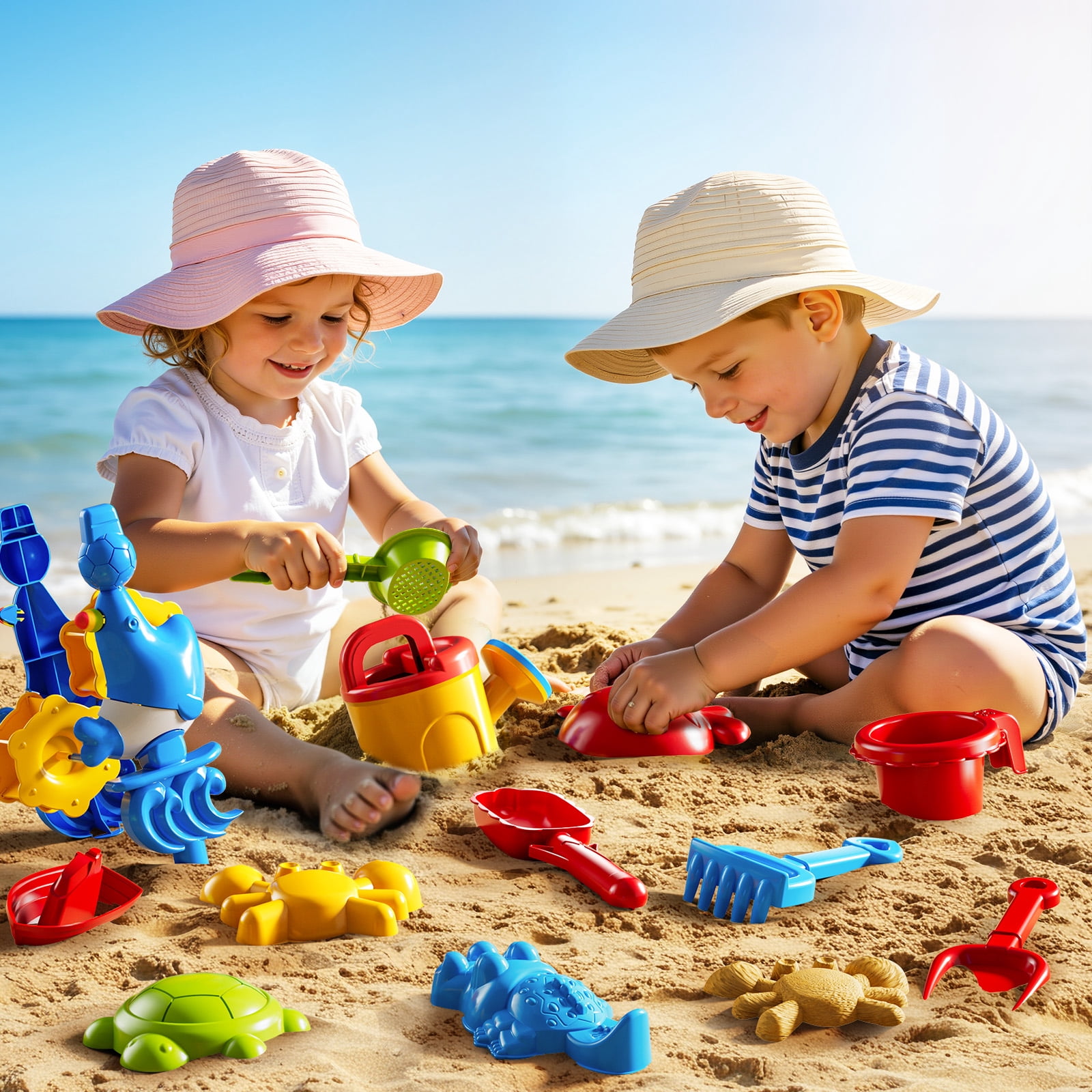 Kids Sand Water Table ,3-Tier Sand and Water Play Table Toys for Toddlers Kids, Outdoor Activity Sensory Tables Outside Beach Toys for Toddler Boys Girls Age 3-5