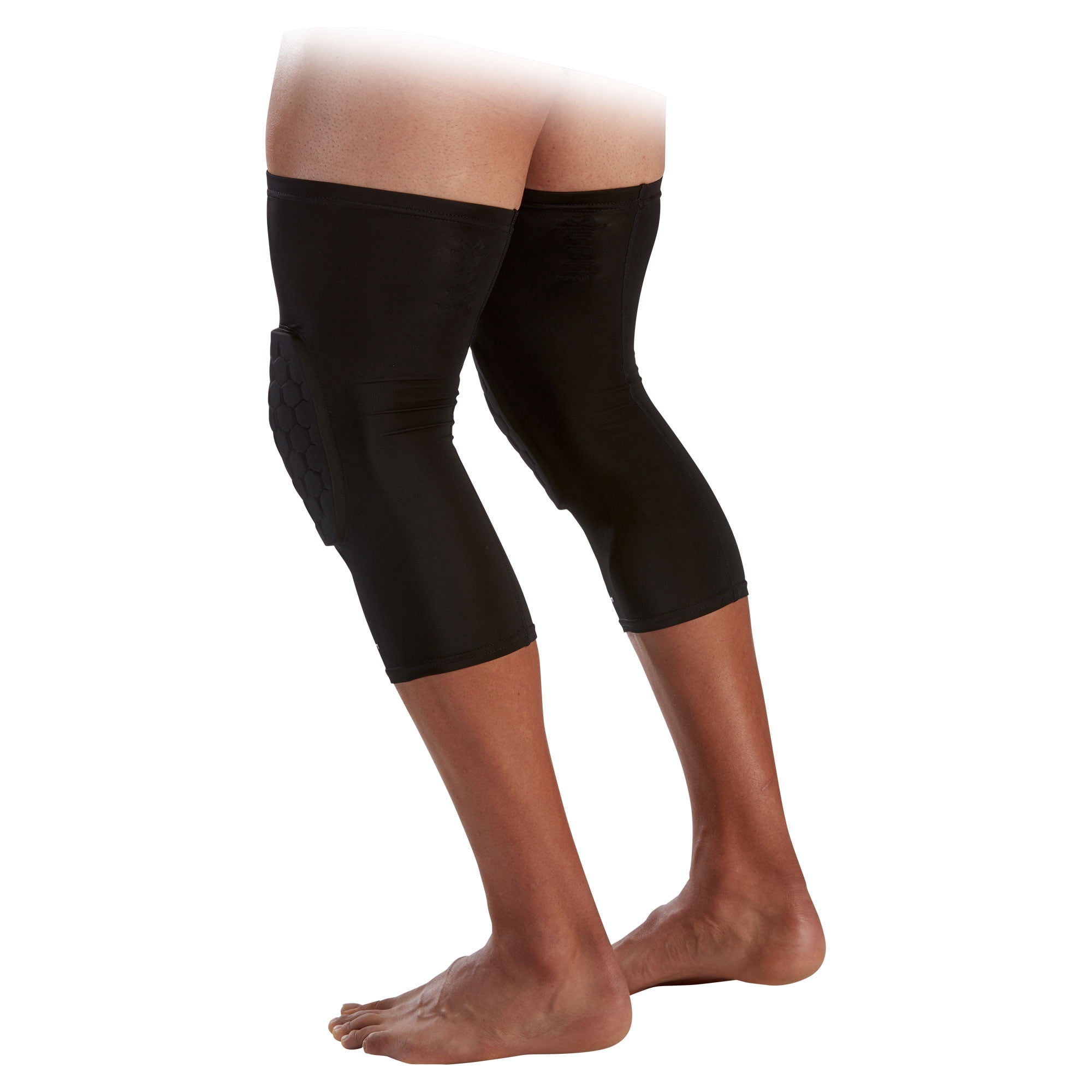 McDavid Knee HEX Tech Black Padded Protective Pull-On Compression Sleeve, Pair, Small/Medium