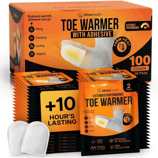 Calentadores Desechables para Dedos de los Pies AllSett Health 50 Pares (100 Calentadores)