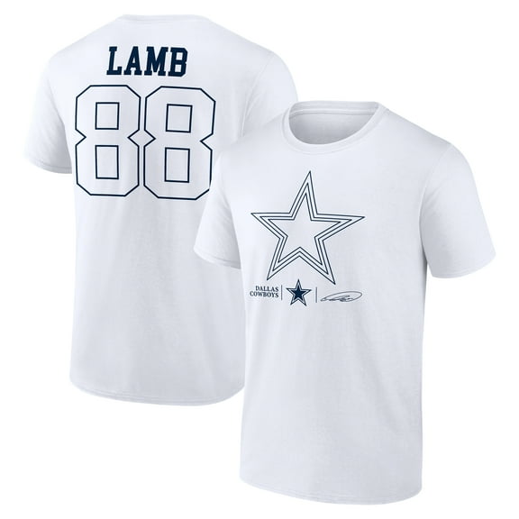 Men's CeeDee Lamb White Dallas Cowboys Tonal Name & Number T-Shirt