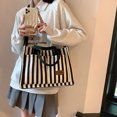 thumbnail image 4 of Bolso Mano para Mujer Hobo Elegante Lona ​​bolso Informal A Rayas Gran Capacidad, 4 of 9