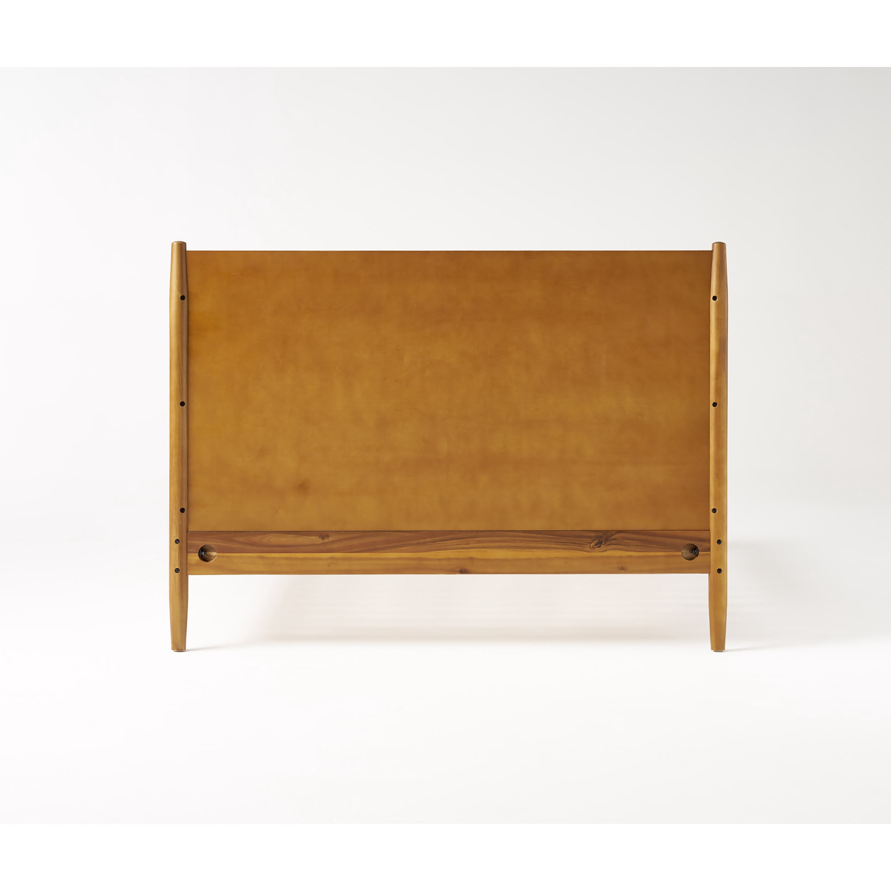 Mintazer Queen Platform Bed Frame, Mid-Century Bed with Panel Headboard & Splayed Legs, No Box Spring Required, Natural