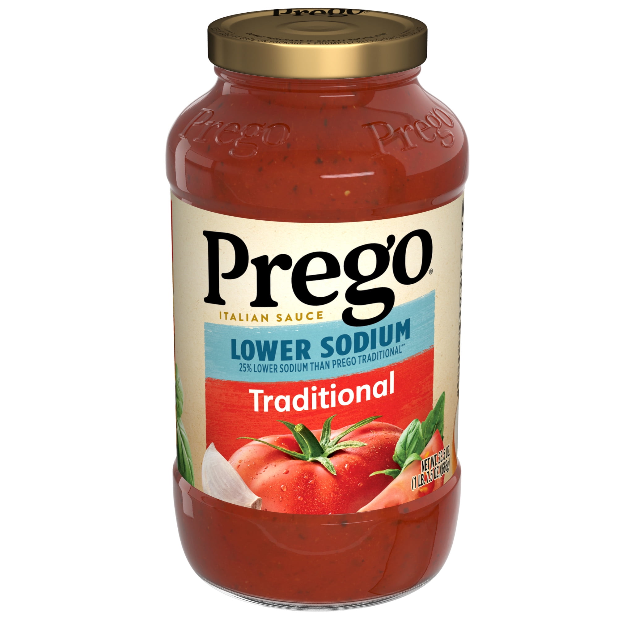 Prego Traditional Lower Sodium Spaghetti Sauce, 23.5 Oz Jar