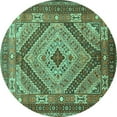thumbnail image 1 of Ahgly Company Machine Washable Indoor Round Persian Turquoise Blue Traditional Area Rugs, 4' Round, 1 of 4