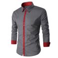 thumbnail image 2 of Iugvhana Men's Slim Fit Shirts Casual Splicing Long Sleeve Cotton Shirt Button Down Turndown Collar Blouse Tops Gray L, 2 of 9