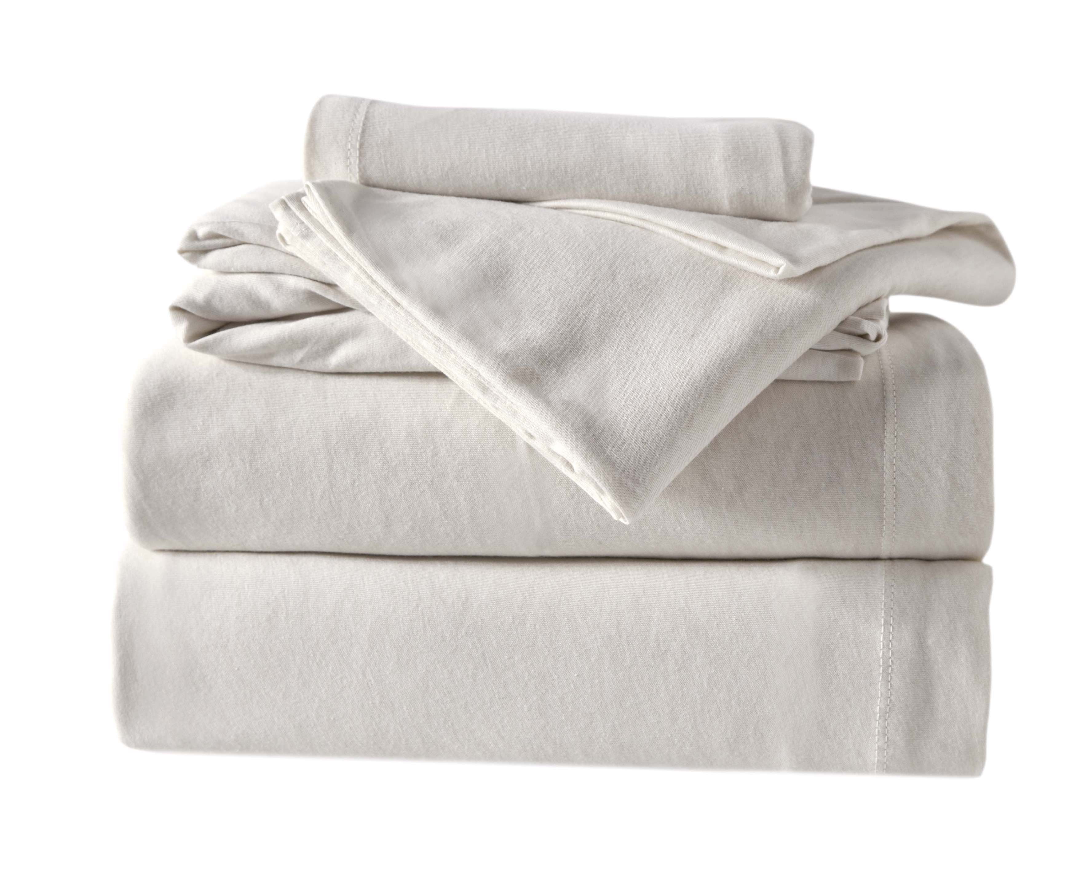 4Piece Melange Jersey Knit Queen Sheet Set