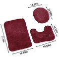 thumbnail image 2 of Olilia Shaggy Bathroom Rugs Sets 3Pcs Bath Mat for Bathroom Non-Slip Bathroom Mats Water Absorbent Bath Rug Floor Mats Soft Washable Shower Rug with U-Shaped Contour Rug Toilet Lid Cover Red, 2 of 5