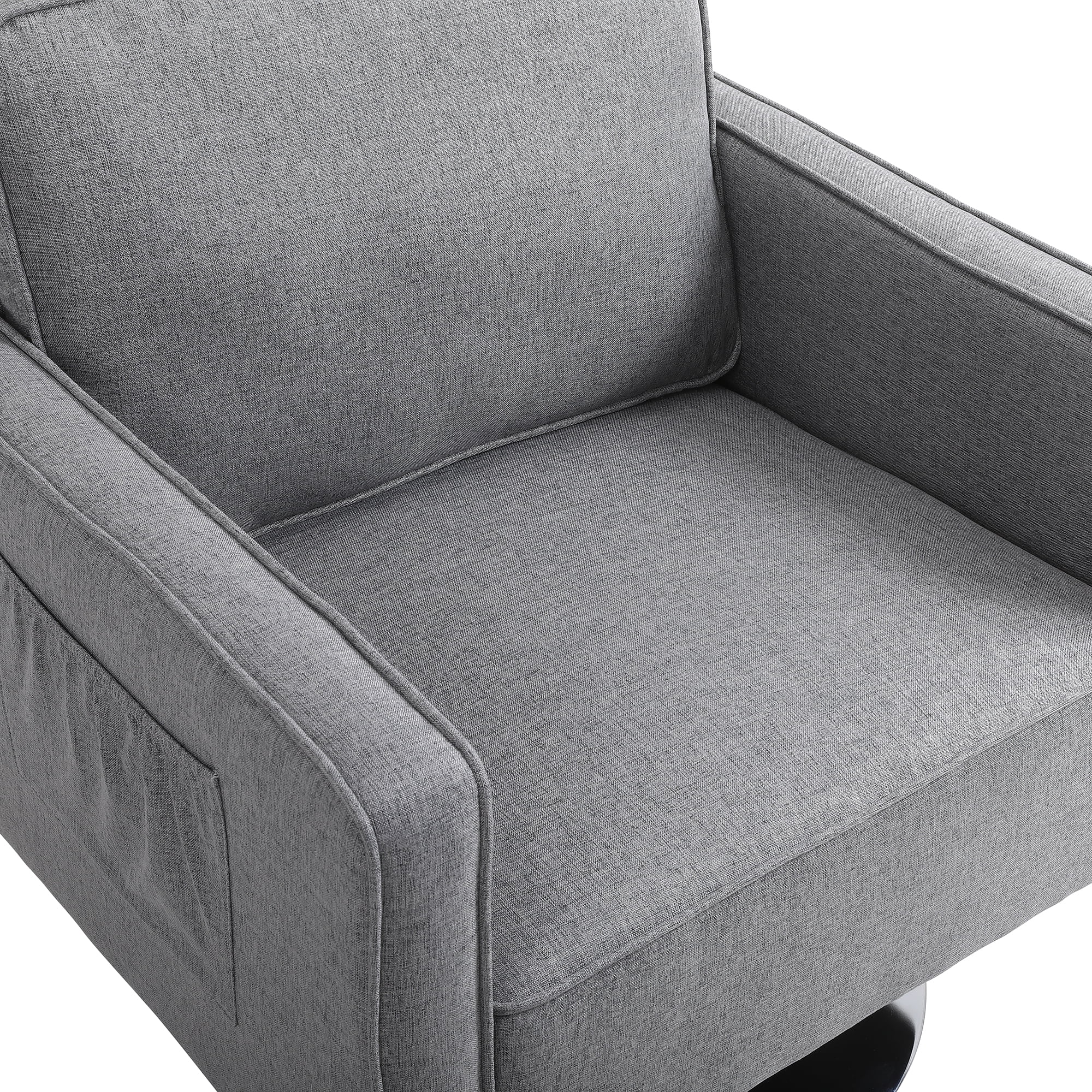 Kadyn Swivel Accent Barrel Chair, Linen Armchair with 360 Degree Swiveling and Side Pocket for Living Room, Light Grey Kadyn Swivel Accent Barrel Chair, Linen Armchair with 360 Degree Swiveling and Side Pocket for Living Room, Light Grey
