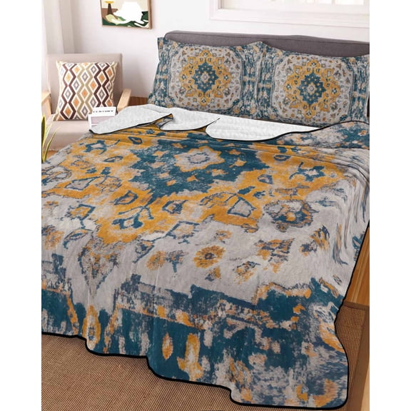 Boho Tribes King Size Down Alternative Comforter, Lightweight Comforter Quilt Bedding Set with Pillow Shams Vintage Southwest Tribal Modern Art All Seasons Bed Comforter Duvet Insert 96"x106"