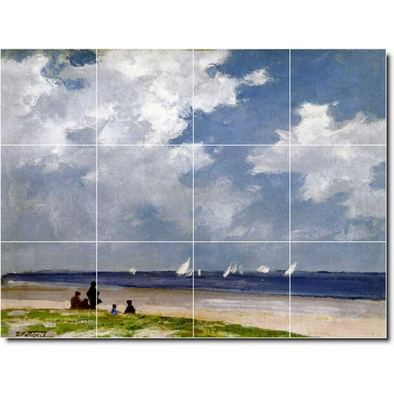 Ceramic Tile Mural-Edward Potthast Waterfront Painting 149. 17" w x 12.75" h using (12) 4.25 x 4.25 ceramic tiles