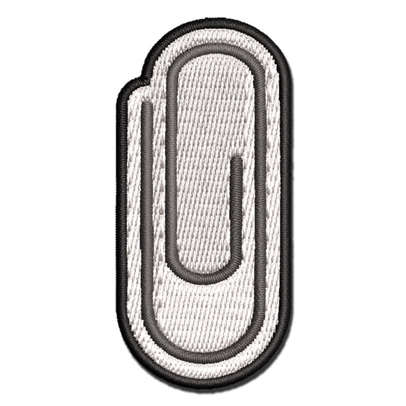 Paper Clip Symbol Applique Multi-Color Embroidered Iron-On Patch - 2.5 Inch Small
