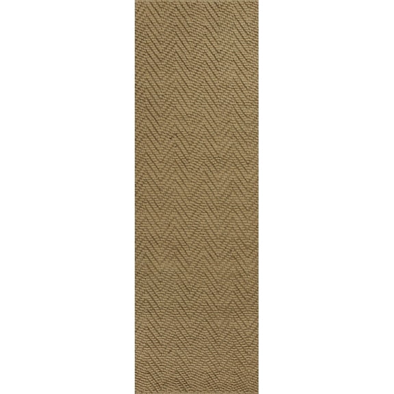 8' Natural Beige Hand Woven Herringbone Jute Indoor Runner Rug