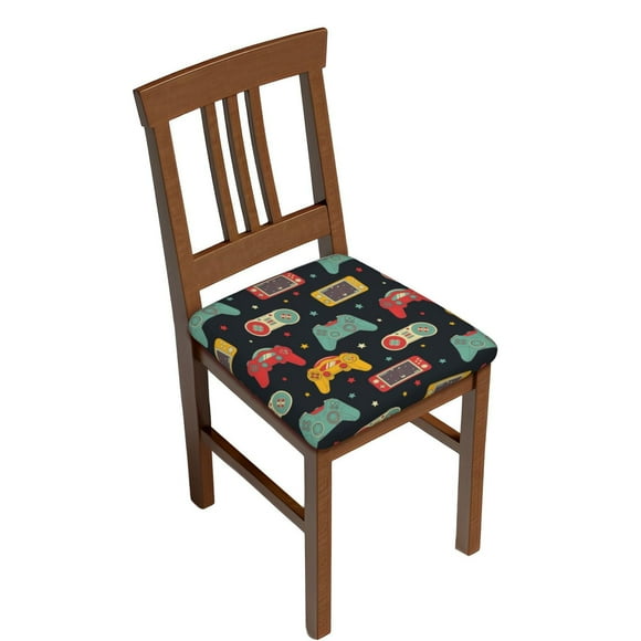 Sikiie Retro Video Game for Square Chair Cushion Cover, Elastic Strap Stool Protector is Suitable for Family Restaurant, Hotel, Wedding Banquet Decoration-Six Piece