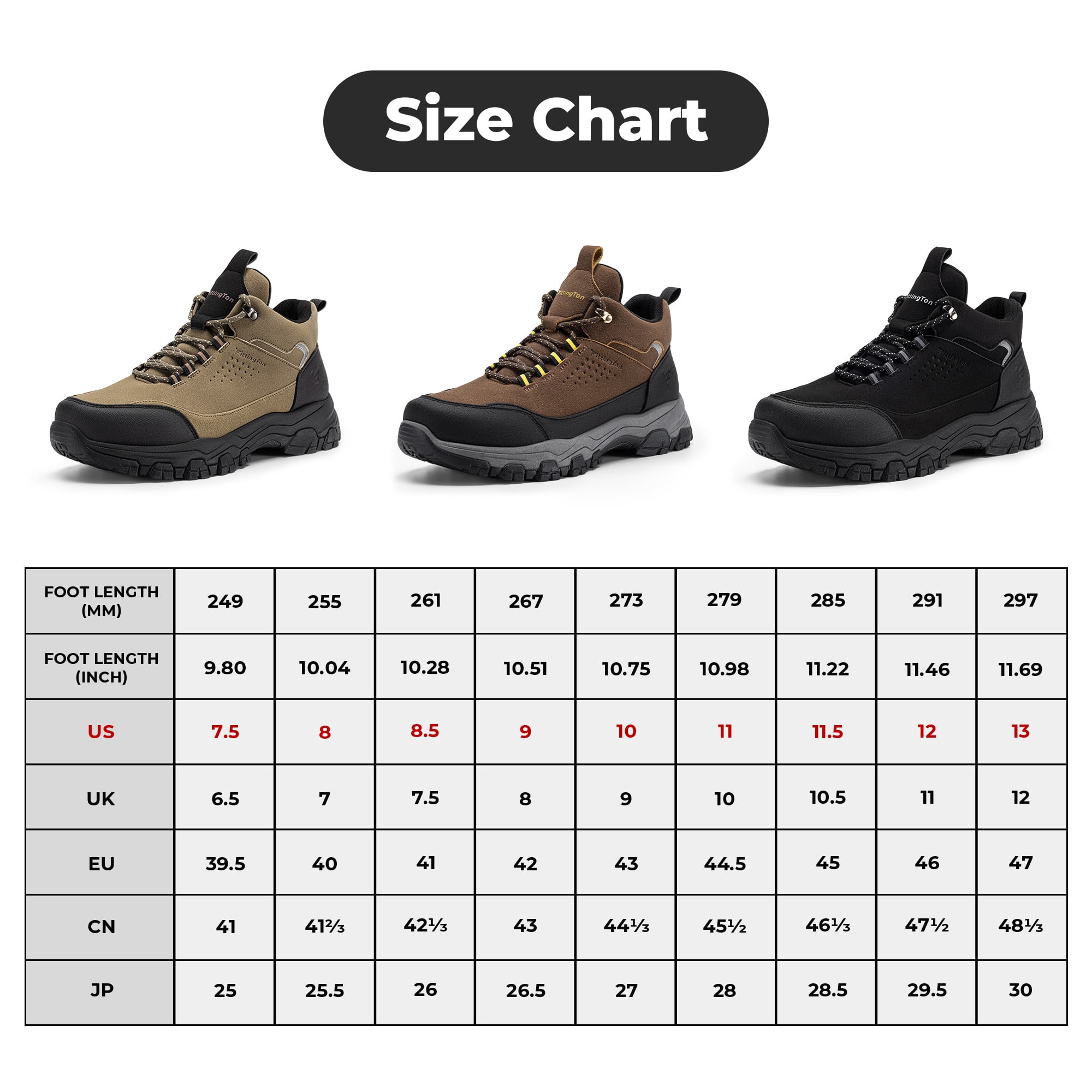 Fittington Men's Walking Hiking Shoes Outdoor Trekking Athletic shoes Arch Support | Reflective Safety Feature | Dark Brown/Gray