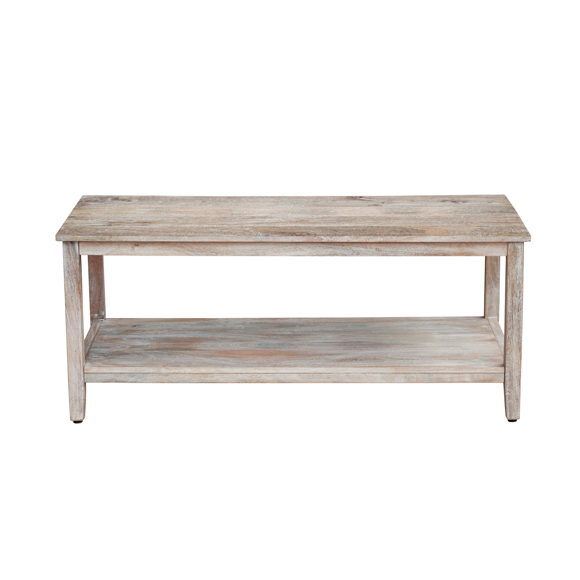 Ox Bay Amer Wood Rectangular Storage Coffee Table, Transitional Style, Indoor Use, White Wash Finished