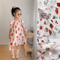 thumbnail image 4 of Robes à Manches Bouffantes pour Bébé Fille Motif Fraise Robes avec Nœud, 4 of 12