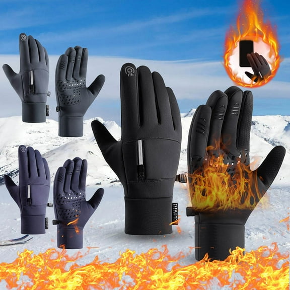 Up to 50% off! Caoblia Winter Gloves Men Thicken Leather, Fleece Liner Touch Screen Water Proof Winter Gloves Women Men for Running, Ski, Cycling, Hiking, Driving, Walking, Typing, Winter Gloves