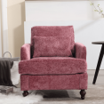 thumbnail image 2 of Tcbosik Chenille Fabric Upholstered Accent Chair, Comfy Reading Armchair with Wood Frame for Living Room, Bedroom, Wine Red, 2 of 9