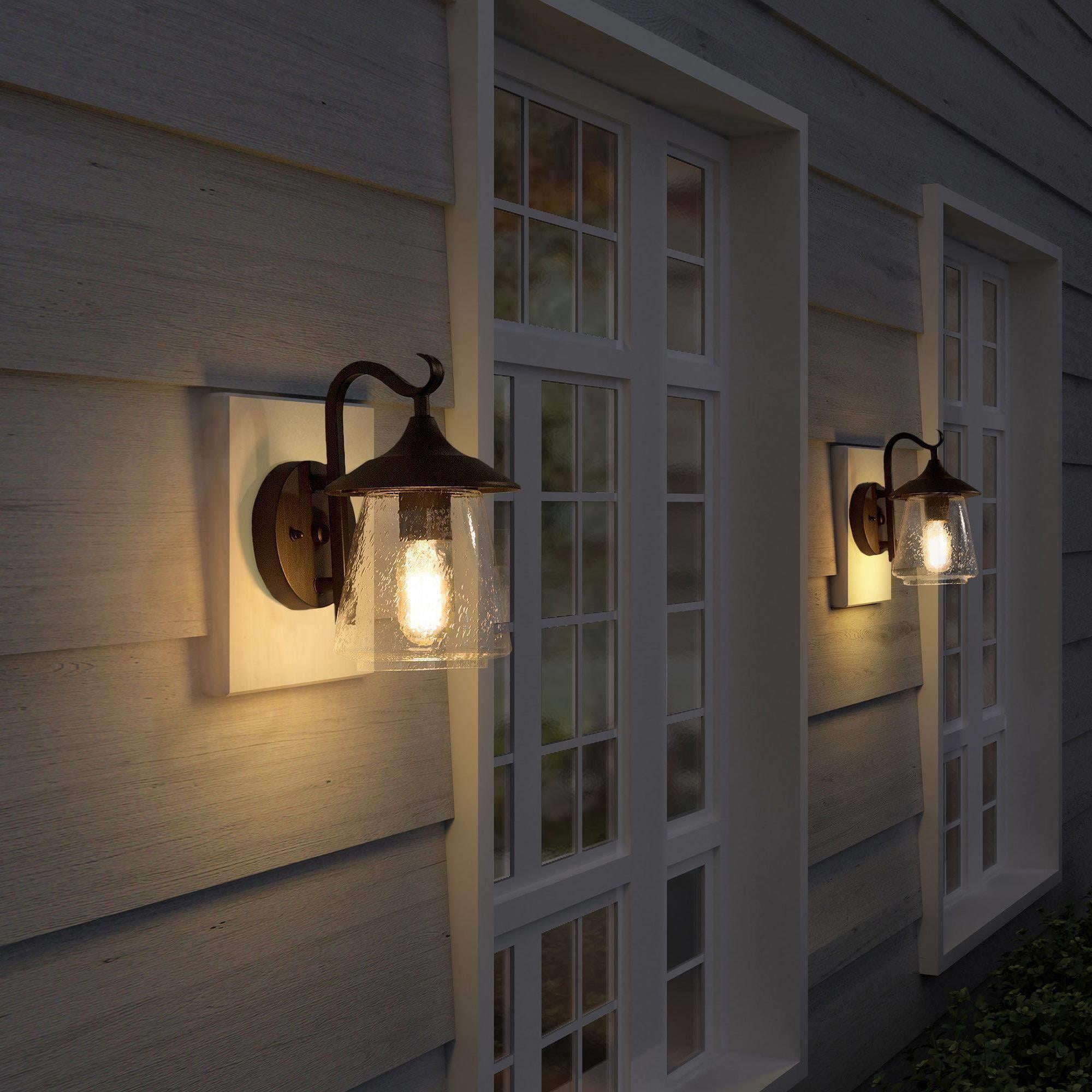 LNC Farmhouse Outdoor Wall Light with Clear Seeded Glass,Black Wall Sconce