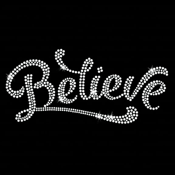 Believe Bold Christian Faith Iron-on Rhinestone Crystal T-Shirt Transfer by JCS Rhinestones