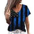 thumbnail image 2 of Pimfylm 4th of July Shirt Tops for Women American Flag Shirt Summer Patriotic Shirts Tees(Black,L), 2 of 5