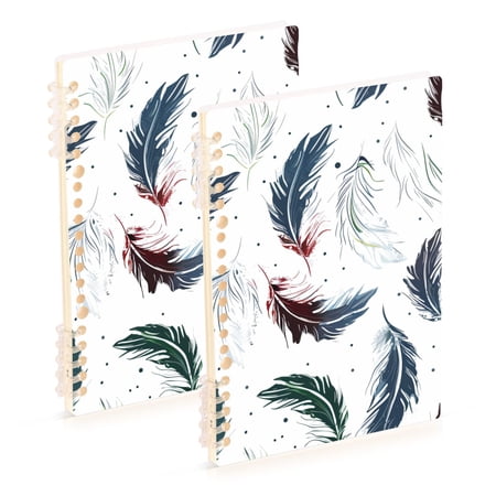 joogoo Spiral Journal Notebook Feathers College Ruled Notebooks 8.3" x 5.7" 2 PCs