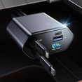 thumbnail image 1 of UTAH-Retractable Car Charger 4 in 1 Fast Car Phone Charger Adapter 63W Retractable Cables (2.6ft) 2 USB Ports Car Charger Compatible with iPhone 15/14/13/12/11 Pro max, Galaxy, Google Pixel, 1 of 4