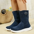 thumbnail image 3 of Women's Plush Mid Calf Boots Suede Fleece Lined Platform Booties Winter Warm Non Slip Work Shoes, 3 of 9