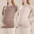 thumbnail image 3 of Annhoo 2pc Maternity Casual Blouse Solid Color Long Sleeve Crew Neck Shirts Comfy Pregnancy Dressy Tunic Tops Basic Clothes, 3 of 4