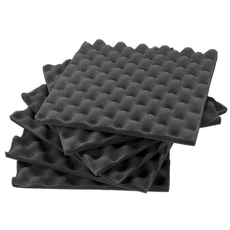 6Pcs Acoustic Foam Panel Noise Absorbing Soundproof Sponge, Egg Groove, 30x30x2cm, for Recording Studio Ktv, Black