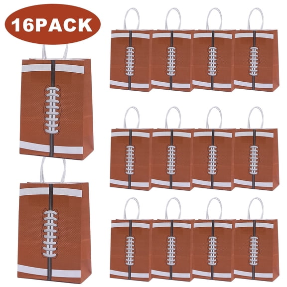 Football Goodie Bags with Handle Sports Party Favor Bags Football Gift Bags for Football Party Favors Supplies (16pcs 8.26x5.9x3.15inch)