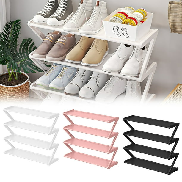 SCZ Organizador de zapateros de acero inoxidable de 4 niveles, zapatero independiente con tubo de acero, zapatero de entrada multifuncional, zapatero de pasillo
