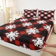 thumbnail image 3 of Manfei Merry Christmas Twin Sheet Sets,Cartoon Snowflake Twin Fitted Sheet,Red Black Checkered Flat Sheet For Teens,Microfiber Bedroom Decor,3 Pieces, 3 of 7